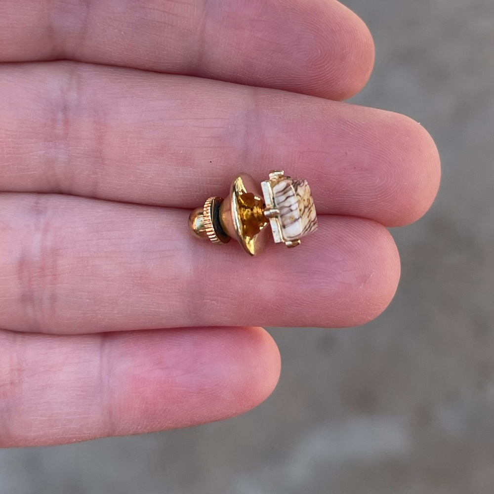 Vintage Stone and Gold Finish Tie Tack